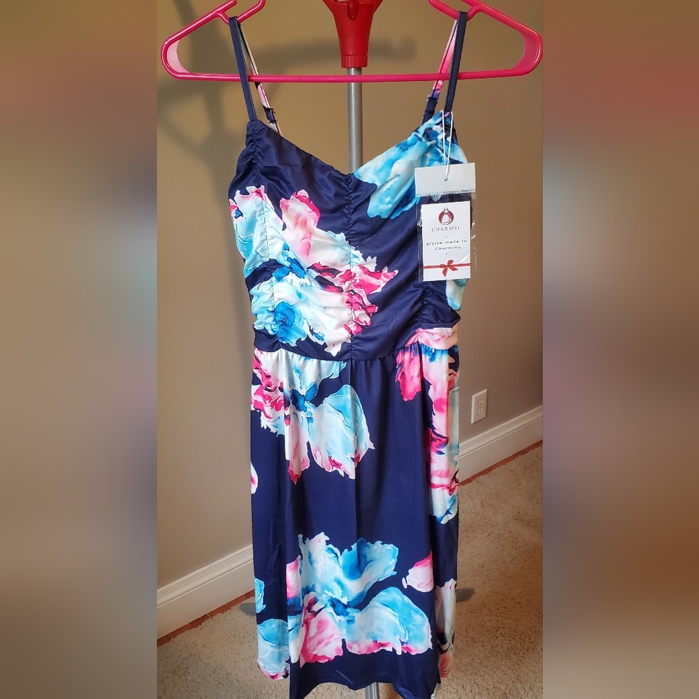 Floral Summer Navy Dress S